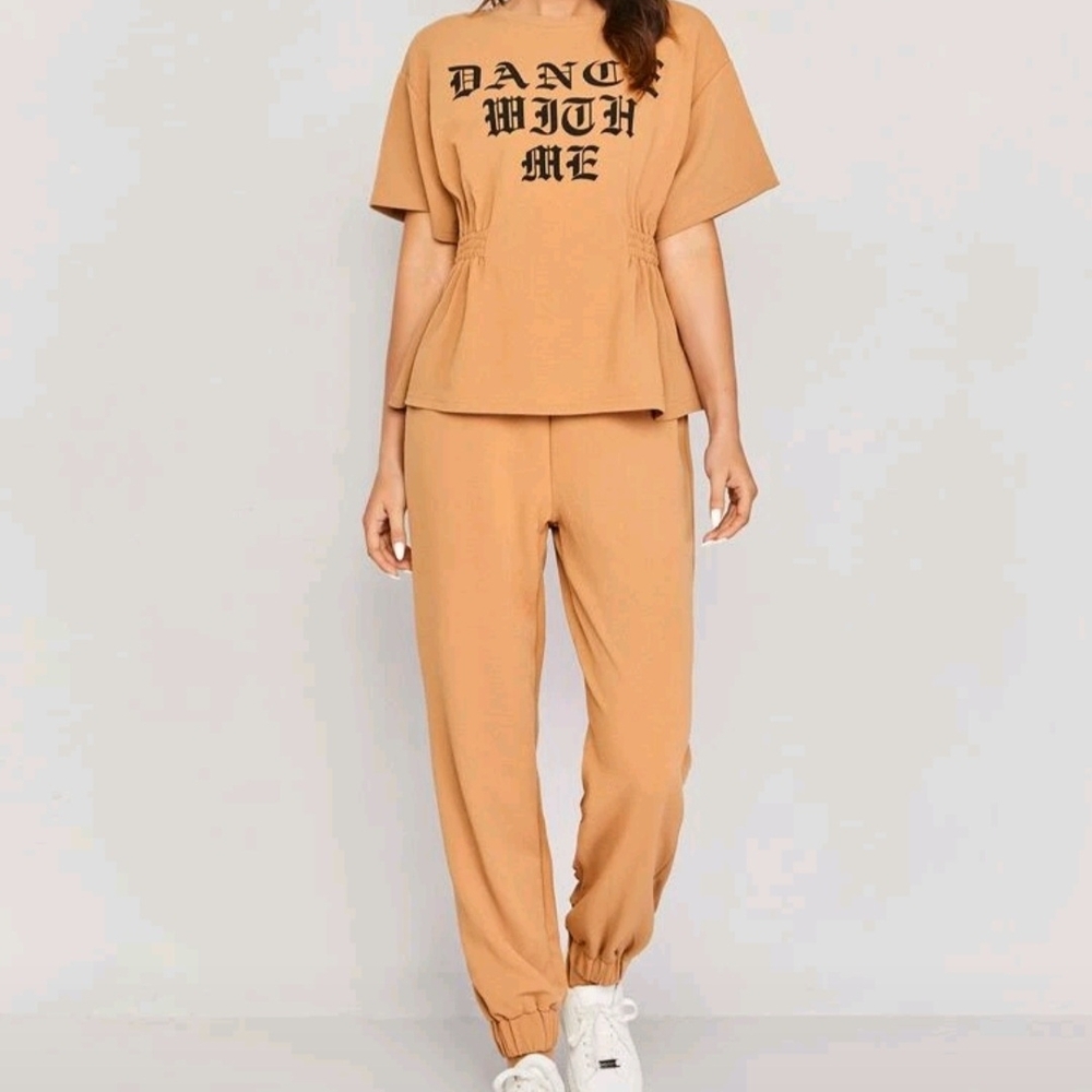 SHEIN Tan Track Pants & Joggers Set